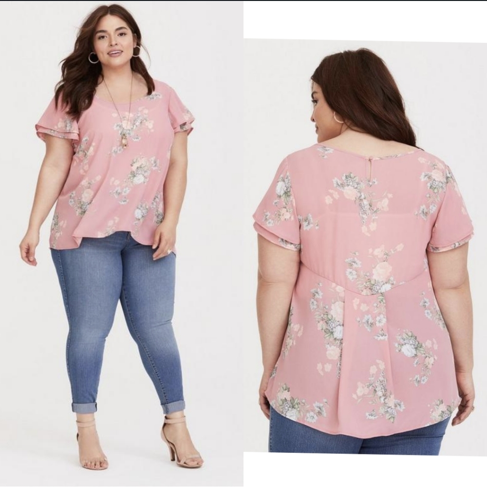 Torrid Georgette Flutter Sleeve Blouse